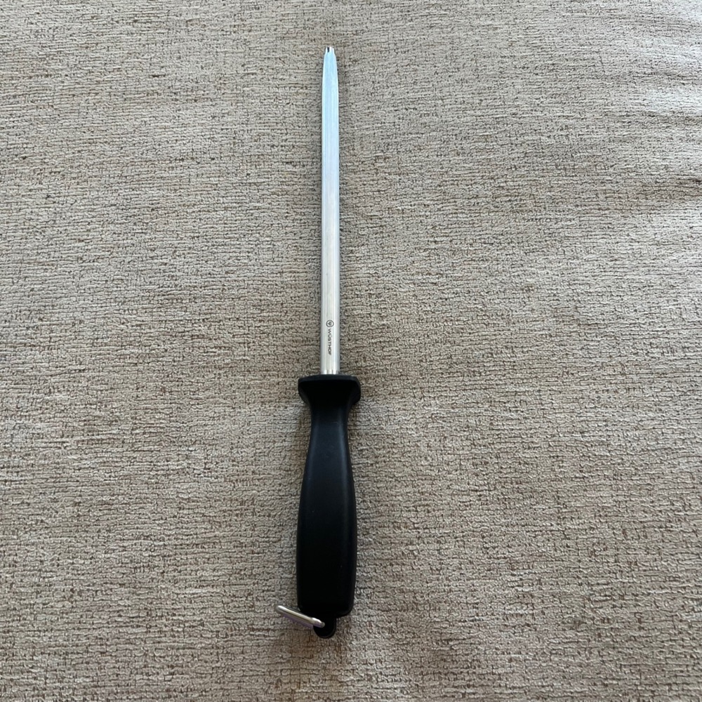 Wusthof 10 inch Honing Steel Knife Sharpening Rod Black Handle Stainless Steel